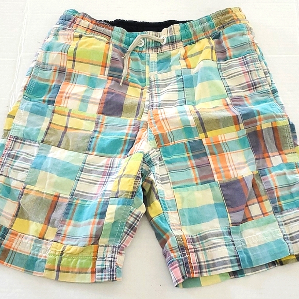 GAP Cream Madras Plaid Pastel Grandpa Beach Pool  Swim Trunks Little Boys XL
